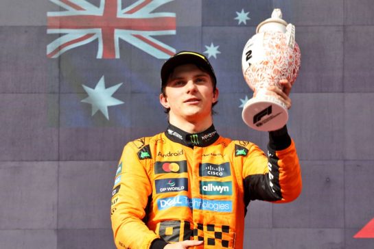 Oscar Piastri (AUS) McLaren celebrates his second position on the podium.
03.08.2025. Formula 1 World Championship, Rd 14, Hungarian Grand Prix, Budapest, Hungary, Race Day.
- www.xpbimages.com, EMail: requests@xpbimages.com © Copyright: Bearne / XPB Images