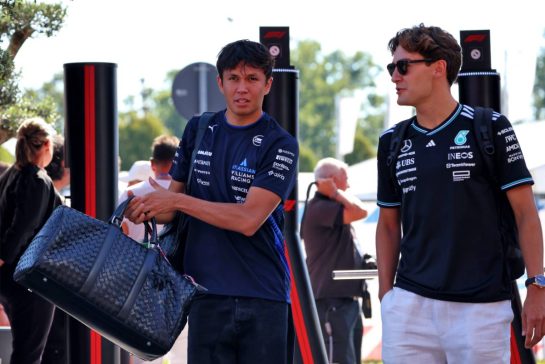 (L to R): Alexander Albon (THA) Atlassian Williams Racing with George Russell (GBR) Mercedes AMG F1.
04.09.2025. Formula 1 World Championship, Rd 16, Italian Grand Prix, Monza, Italy, Preparation Day.
- www.xpbimages.com, EMail: requests@xpbimages.com © Copyright: Rew / XPB Images