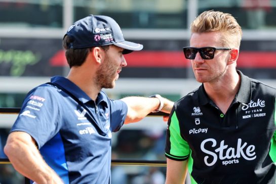(L to R): Pierre Gasly (FRA) Alpine F1 Team with Nico Hulkenberg (GER) Sauber on the drivers' parade.
07.09.2025. Formula 1 World Championship, Rd 16, Italian Grand Prix, Monza, Italy, Race Day.
- www.xpbimages.com, EMail: requests@xpbimages.com © Copyright: Charniaux / XPB Images