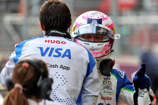 Liam Lawson (NZL) Racing Bulls celebrates his third position in qualifying parc ferme.
20.09.2025. Formula 1 World Championship, Rd 17, Azerbaijan Grand Prix, Baku Street Circuit, Azerbaijan, Qualifying Day.
- www.xpbimages.com, EMail: requests@xpbimages.com © Copyright: Charniaux / XPB Images