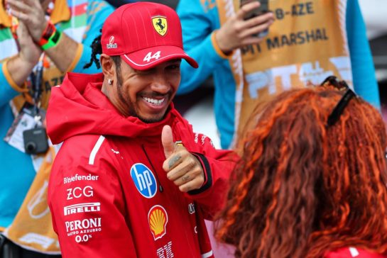 Lewis Hamilton (GBR) Ferrari on the drivers' parade.
21.09.2025. Formula 1 World Championship, Rd 17, Azerbaijan Grand Prix, Baku Street Circuit, Azerbaijan, Race Day.
- www.xpbimages.com, EMail: requests@xpbimages.com © Copyright: Batchelor / XPB Images