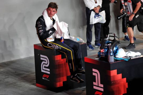 Third placed Max Verstappen (NLD) Red Bull Racing in parc ferme.
05.10.2025. Formula 1 World Championship, Rd 18, Singapore Grand Prix, Marina Bay Street Circuit, Singapore, Race Day.
- www.xpbimages.com, EMail: requests@xpbimages.com © Copyright: Batchelor / XPB Images