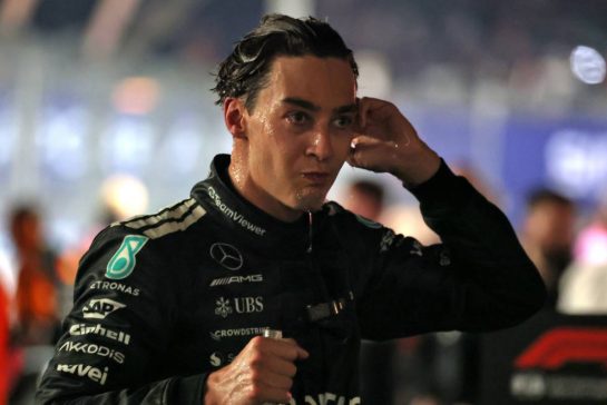 Race winner George Russell (GBR) Mercedes AMG F1 in parc ferme.
05.10.2025. Formula 1 World Championship, Rd 18, Singapore Grand Prix, Marina Bay Street Circuit, Singapore, Race Day.
- www.xpbimages.com, EMail: requests@xpbimages.com © Copyright: Moy / XPB Images