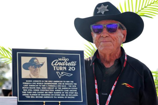 Mario Andretti (USA) has Turn 20 of COTA named after him.
16.10.2025. Formula 1 World Championship, Rd 19, United States Grand Prix, Austin, Texas, USA, Preparation Day.
- www.xpbimages.com, EMail: requests@xpbimages.com © Copyright: Moy / XPB Images