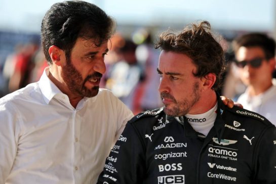 (L to R): Mohammed Bin Sulayem (UAE) FIA President with Fernando Alonso (ESP) Aston Martin F1 Team in qualifying parc ferme.
18.10.2025. Formula 1 World Championship, Rd 19, United States Grand Prix, Austin, Texas, USA, Sprint and Qualifying Day.
- www.xpbimages.com, EMail: requests@xpbimages.com © Copyright: Charniaux / XPB Images