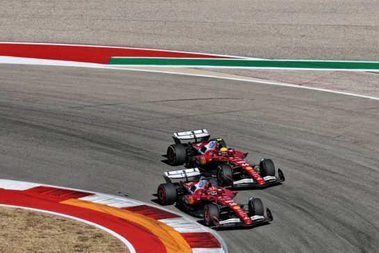 Charles Leclerc (MON) Ferrari SF-25 and Lewis Hamilton (GBR) Ferrari SF-25 battle for position.
19.10.2025. Formula 1 World Championship, Rd 19, United States Grand Prix, Austin, Texas, USA, Race Day.
- www.xpbimages.com, EMail: requests@xpbimages.com © Copyright: Batchelor / XPB Images