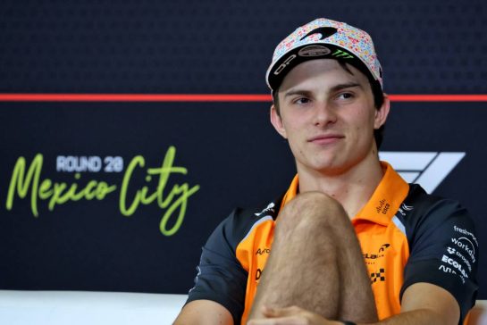 Oscar Piastri (AUS) McLaren in the FIA Press Conference.
23.10.2025. Formula 1 World Championship, Rd 20, Mexican Grand Prix, Mexico City, Mexico, Preparation Day.
- www.xpbimages.com, EMail: requests@xpbimages.com © Copyright: Bearne / XPB Images