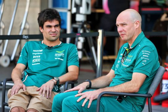 (L to R): Lance Stroll (CDN) Aston Martin F1 Team with Gary Gannon (GBR) Aston Martin F1 Senior Race Engineer.
23.10.2025. Formula 1 World Championship, Rd 20, Mexican Grand Prix, Mexico City, Mexico, Preparation Day.
- www.xpbimages.com, EMail: requests@xpbimages.com © Copyright: Moy / XPB Images