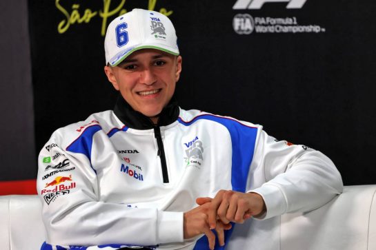 Isack Hadjar (FRA) Racing Bulls in the FIA Press Conference.
06.11.2025. Formula 1 World Championship, Rd 21, Brazilian Grand Prix, Sao Paulo, Brazil, Preparation Day.
- www.xpbimages.com, EMail: requests@xpbimages.com © Copyright: Batchelor / XPB Images