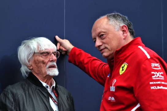 (L to R): Bernie Ecclestone (GBR) with Frederic Vasseur (FRA) Ferrari Team Principal.
06.11.2025. Formula 1 World Championship, Rd 21, Brazilian Grand Prix, Sao Paulo, Brazil, Preparation Day.
- www.xpbimages.com, EMail: requests@xpbimages.com © Copyright: Rew / XPB Images