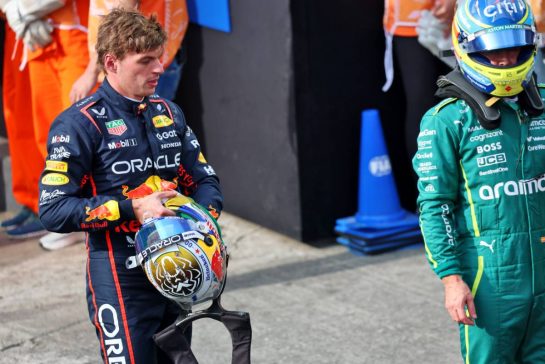 (L to R): Max Verstappen (NLD) Red Bull Racing and Fernando Alonso (ESP) Aston Martin F1 Team in Sprint qualifying parc ferme.
07.11.2025. Formula 1 World Championship, Rd 21, Brazilian Grand Prix, Sao Paulo, Brazil, Sprint Qualifying Day.
- www.xpbimages.com, EMail: requests@xpbimages.com © Copyright: Batchelor / XPB Images