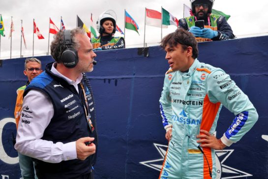 (L to R): James Urwin (GBR) Atlassian Williams Racing Race Engineer with Alexander Albon (THA) Atlassian Williams Racing on the grid.
08.11.2025. Formula 1 World Championship, Rd 21, Brazilian Grand Prix, Sao Paulo, Brazil, Sprint and Qualifying Day.
- www.xpbimages.com, EMail: requests@xpbimages.com © Copyright: Batchelor / XPB Images