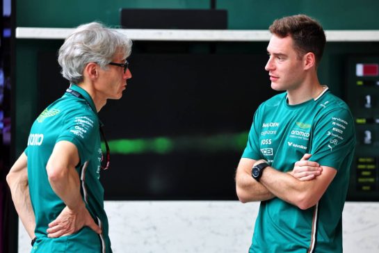 (L to R): Mike Krack (LUX) Aston Martin F1 Team Chief Trackside Officer with Stoffel Vandoorne (BEL) Aston Martin F1 Team Test and Reserve Driver.
27.11.2025. Formula 1 World Championship, Rd 23, Qatar Grand Prix, Doha, Qatar, Preparation Day.
- www.xpbimages.com, EMail: requests@xpbimages.com © Copyright: Batchelor / XPB Images