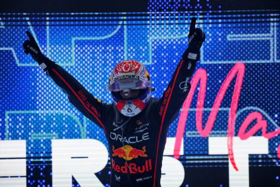 Race winner Max Verstappen (NLD) Red Bull Racing celebrates in parc ferme.
30.11.2025. Formula 1 World Championship, Rd 23, Qatar Grand Prix, Doha, Qatar, Race Day.
- www.xpbimages.com, EMail: requests@xpbimages.com © Copyright: Batchelor / XPB Images