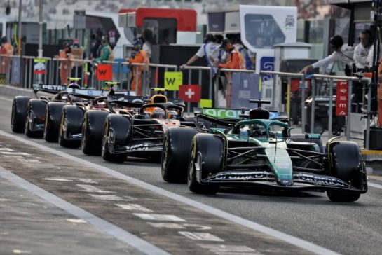 Lance Stroll (CDN) Aston Martin F1 Team AMR25 leaves the pits.
05.12.2025. Formula 1 World Championship, Rd 24, Abu Dhabi Grand Prix, Yas Marina Circuit, Abu Dhabi, Practice Day.
- www.xpbimages.com, EMail: requests@xpbimages.com © Copyright: Moy / XPB Images