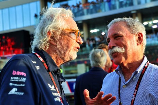 (L to R): Flavio Briatore (ITA) Alpine F1 Team Executive Advisor with Chase Carey (USA) Liberty Media Executive Committee Board Member on the grid.
07.12.2025. Formula 1 World Championship, Rd 24, Abu Dhabi Grand Prix, Yas Marina Circuit, Abu Dhabi, Race Day.
- www.xpbimages.com, EMail: requests@xpbimages.com © Copyright: Batchelor / XPB Images