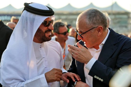 (L to R): Mohammed Bin Sulayem (UAE) FIA President with Stefano Domenicali (ITA) Formula One President and CEO on the grid.
07.12.2025. Formula 1 World Championship, Rd 24, Abu Dhabi Grand Prix, Yas Marina Circuit, Abu Dhabi, Race Day.
- www.xpbimages.com, EMail: requests@xpbimages.com © Copyright: Batchelor / XPB Images