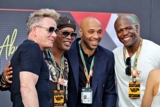 (L to R): Gordon Ramsay (GBR) Celebrity Chef; Ronaldinho (BRA) Former Football Player; Thierry Henry (FRA) Former Football Playe ; and Terry Crews (USA) Actor on the grid.
07.12.2025. Formula 1 World Championship, Rd 24, Abu Dhabi Grand Prix, Yas Marina Circuit, Abu Dhabi, Race Day.
- www.xpbimages.com, EMail: requests@xpbimages.com © Copyright: Moy / XPB Images