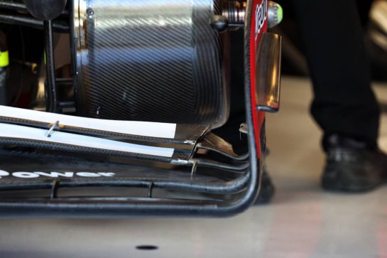 Charles Leclerc (MON) Ferrari SF-25 - front wing detail.
09.12.2025. Formula 1 Testing, Yas Marina Circuit, Abu Dhabi, Tuesday.
- www.xpbimages.com, EMail: requests@xpbimages.com © Copyright: Charniaux / XPB Images