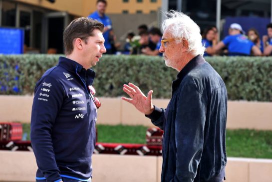 (L to R): James Vowles (GBR) Williams F1 Team, Team Principal with Flavio Briatore (ITA) Alpine F1 Team Executive Advisor.
12.02.2026. Formula 1 Testing, Bahrain Test One, Sakhir, Bahrain, Day Two.
- www.xpbimages.com, EMail: requests@xpbimages.com © Copyright: Moy / XPB Images