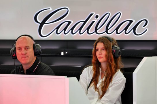 (L to R): Dan Towriss (USA) Cadillac F1 Team and TWG Motorsports CEO with Cassidy Towriss.
18.02.2026. Formula 1 Testing, Bahrain Test Two, Sakhir, Bahrain, Day One.
- www.xpbimages.com, EMail: requests@xpbimages.com © Copyright: Batchelor / XPB Images