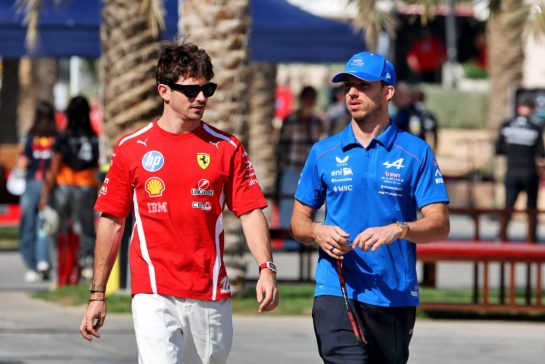 (L to R): Charles Leclerc (MON) Scuderia Ferrari with Pierre Gasly (FRA) Alpine F1 Team.
19.02.2026. Formula 1 Testing, Bahrain Test Two, Sakhir, Bahrain, Day Two.
- www.xpbimages.com, EMail: requests@xpbimages.com © Copyright: Moy / XPB Images
