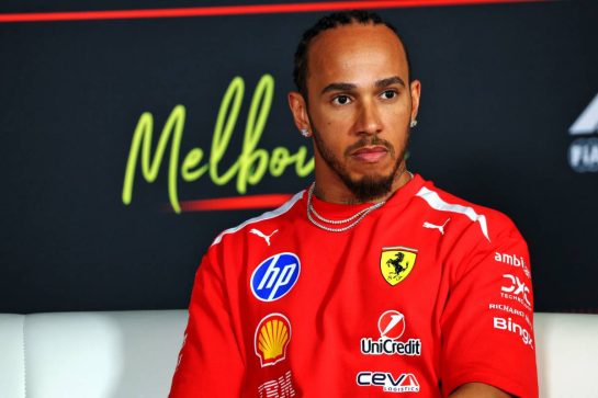 Lewis Hamilton (GBR) Scuderia Ferrari in the FIA Press Conference.
05.03.2026. Formula 1 World Championship, Rd 1, Australian Grand Prix, Albert Park, Melbourne, Australia, Preparation Day.
- www.xpbimages.com, EMail: requests@xpbimages.com © Copyright: Bearne / XPB Images