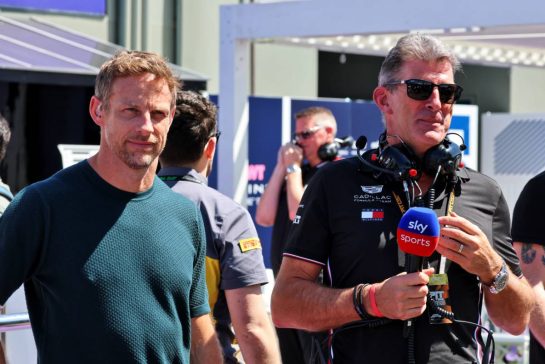 (L to R): Jenson Button (GBR) Sky Sports F1 Presenter / Aston Martin F1 Team Ambassador with Graeme Lowdon (GBR) Cadillac Formula 1 Team, Team Principal.
06.03.2026. Formula 1 World Championship, Rd 1, Australian Grand Prix, Albert Park, Melbourne, Australia, Practice Day.
- www.xpbimages.com, EMail: requests@xpbimages.com © Copyright: Batchelor / XPB Images