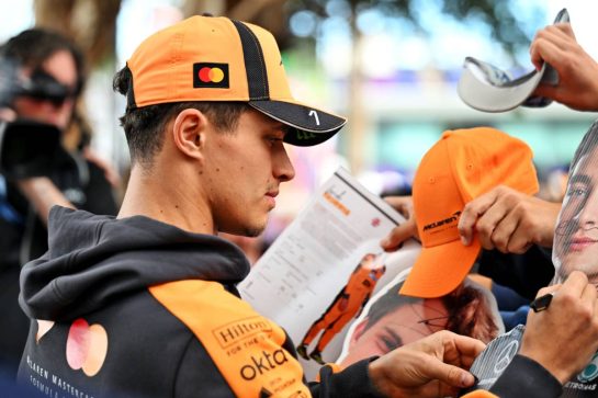 Lando Norris (GBR) McLaren F1 Team with fans.
07.03.2026. Formula 1 World Championship, Rd 1, Australian Grand Prix, Albert Park, Melbourne, Australia, Qualifying Day.
- www.xpbimages.com, EMail: requests@xpbimages.com © Copyright: Price	/ XPB Images