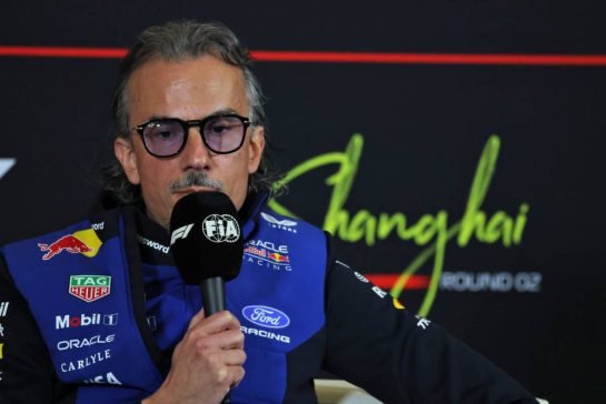 Laurent Mekies (FRA) Red Bull Racing Team Principal and CEO in the FIA Press Conference.
13.03.2026. Formula 1 World Championship, Rd 2, Chinese Grand Prix, Shanghai, China, Sprint Qualifying Day.
- www.xpbimages.com, EMail: requests@xpbimages.com © Copyright: Moy / XPB Images