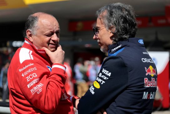 (L to R): Frederic Vasseur (FRA) Scuderia Ferrari Team Principal with Laurent Mekies (FRA) Red Bull Racing Team Principal and CEO.
14.03.2026. Formula 1 World Championship, Rd 2, Chinese Grand Prix, Shanghai, China, Sprint and Qualifying Day.
- www.xpbimages.com, EMail: requests@xpbimages.com © Copyright: Moy / XPB Images