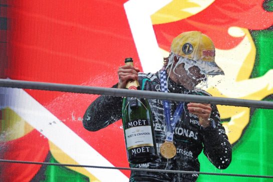 Race winner Andrea Kimi Antonelli (ITA) Mercedes AMG Formula One Team W17 celebrates on the podium.
15.03.2026. Formula 1 World Championship, Rd 2, Chinese Grand Prix, Shanghai, China, Race Day.
- www.xpbimages.com, EMail: requests@xpbimages.com © Copyright: Moy / XPB Images