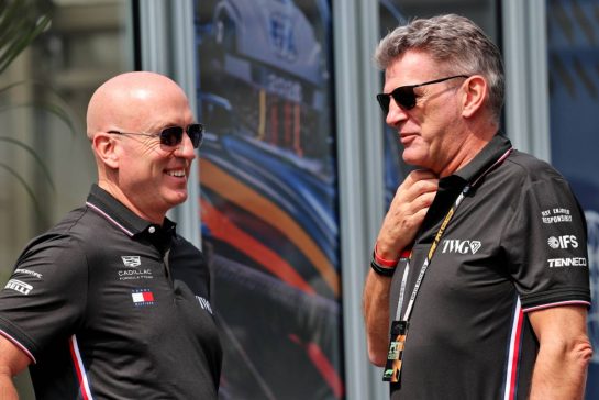 (L to R): Dan Towriss (USA) Cadillac F1 Team and TWG Motorsports CEO with Graeme Lowdon (GBR) Cadillac Formula 1 Team, Team Principal.
29.03.2026. Formula 1 World Championship, Rd 3, Japanese Grand Prix, Suzuka, Japan, Race Day.
- www.xpbimages.com, EMail: requests@xpbimages.com © Copyright: Batchelor / XPB Images