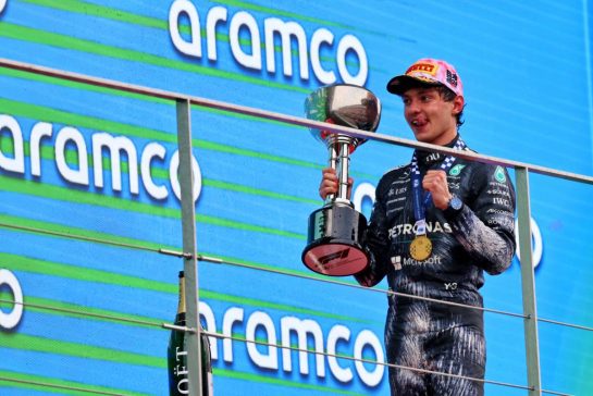Race winner Andrea Kimi Antonelli (ITA) Mercedes AMG Formula One Team celebrates on the podium.
29.03.2026. Formula 1 World Championship, Rd 3, Japanese Grand Prix, Suzuka, Japan, Race Day.
- www.xpbimages.com, EMail: requests@xpbimages.com © Copyright: Batchelor / XPB Images