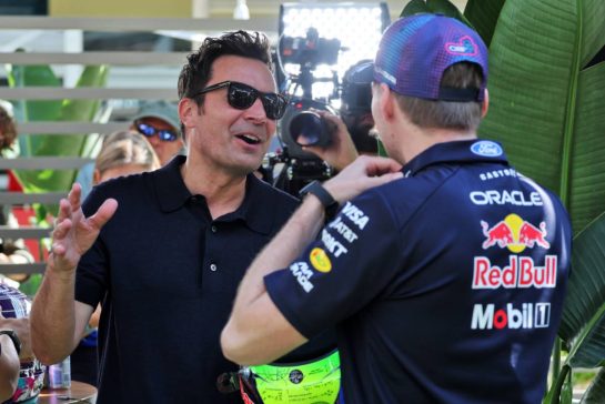 (L to R): Jimmy Fallon (USA) TV Host and Max Verstappen (NLD) Red Bull Racing.
01.05.2026. Formula 1 World Championship, Rd 4, Miami Grand Prix, Miami, Florida, USA, Sprint Qualifying Day.
- www.xpbimages.com, EMail: requests@xpbimages.com © Copyright: Moy / XPB Images