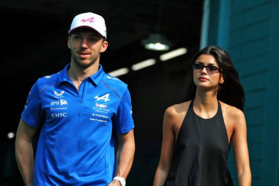 (L to R): Pierre Gasly (FRA) Alpine F1 Team with his girlfriend Kika Cerqueira Gomes (POR).
02.05.2026. Formula 1 World Championship, Rd 4, Miami Grand Prix, Miami, Florida, USA, Sprint and Qualifying Day.
- www.xpbimages.com, EMail: requests@xpbimages.com © Copyright: Moy / XPB Images