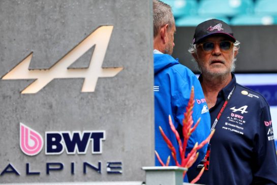 Flavio Briatore (ITA) Alpine F1 Team Executive Advisor and Steve Nielsen (GBR) Alpine F1 Team Managing Director.
03.05.2026. Formula 1 World Championship, Rd 4, Miami Grand Prix, Miami, Florida, USA, Race Day.
- www.xpbimages.com, EMail: requests@xpbimages.com © Copyright: Rew / XPB Images