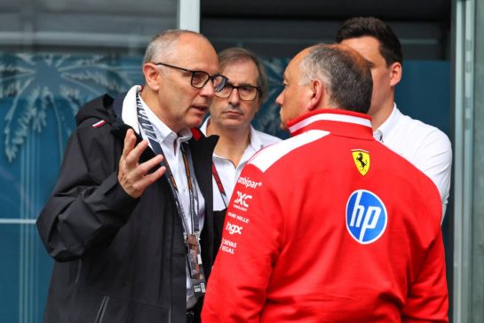 (L to R): Stefano Domenicali (ITA) Formula One President and CEO with Frederic Vasseur (FRA) Scuderia Ferrari Team Principal.
03.05.2026. Formula 1 World Championship, Rd 4, Miami Grand Prix, Miami, Florida, USA, Race Day.
- www.xpbimages.com, EMail: requests@xpbimages.com © Copyright: Patching / XPB Images