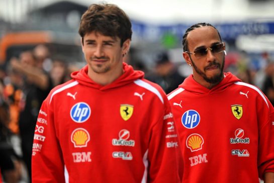 Lewis Hamilton (GBR) Scuderia Ferrari and Charles Leclerc (MON) Scuderia Ferrari.
03.05.2026. Formula 1 World Championship, Rd 4, Miami Grand Prix, Miami, Florida, USA, Race Day.
- www.xpbimages.com, EMail: requests@xpbimages.com © Copyright: Price / XPB Images