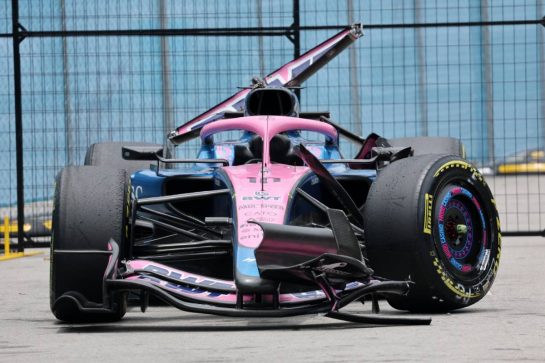 The damaged Alpine F1 Team A526 of Pierre Gasly (FRA) who retired from the race.
03.05.2026. Formula 1 World Championship, Rd 4, Miami Grand Prix, Miami, Florida, USA, Race Day.
- www.xpbimages.com, EMail: requests@xpbimages.com © Copyright: Charniaux / XPB Images