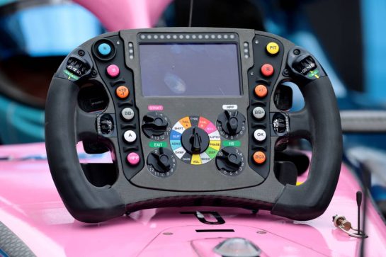 Alpine F1 Team A526 steering wheel.
03.05.2026. Formula 1 World Championship, Rd 4, Miami Grand Prix, Miami, Florida, USA, Race Day.
- www.xpbimages.com, EMail: requests@xpbimages.com © Copyright: Moy / XPB Images