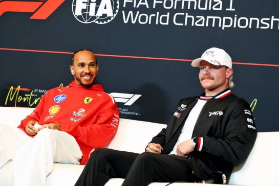 (L to R): Lewis Hamilton (GBR) Scuderia Ferrari and Valtteri Bottas (FIN) Cadillac Formula 1 Team in the FIA Press Conference.
21.05.2026. Formula 1 World Championship, Rd 5, Canadian Grand Prix, Montreal, Canada, Preparation Day.
- www.xpbimages.com, EMail: requests@xpbimages.com © Copyright: Bearne / XPB Images