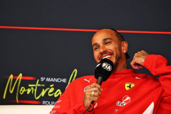 Lewis Hamilton (GBR) Scuderia Ferrari in the FIA Press Conference.
21.05.2026. Formula 1 World Championship, Rd 5, Canadian Grand Prix, Montreal, Canada, Preparation Day.
- www.xpbimages.com, EMail: requests@xpbimages.com © Copyright: Bearne / XPB Images