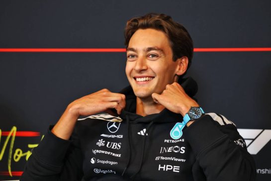 George Russell (GBR) Mercedes AMG Formula One Team in the FIA Press Conference.
21.05.2026. Formula 1 World Championship, Rd 5, Canadian Grand Prix, Montreal, Canada, Preparation Day.
- www.xpbimages.com, EMail: requests@xpbimages.com © Copyright: Bearne / XPB Images
