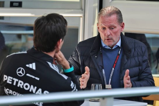 Jos Verstappen (NLD) with Toto Wolff (GER) Mercedes AMG Formula One Team Shareholder and Executive Director.
21.05.2026. Formula 1 World Championship, Rd 5, Canadian Grand Prix, Montreal, Canada, Preparation Day.
- www.xpbimages.com, EMail: requests@xpbimages.com © Copyright: Moy / XPB Images