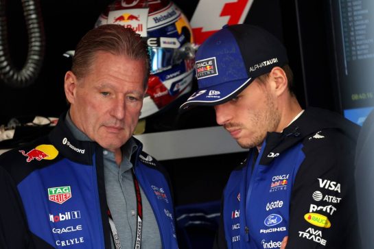 (L to R): Jos Verstappen (NLD) with his son Max Verstappen (NLD) Red Bull Racing.
22.05.2026. Formula 1 World Championship, Rd 5, Canadian Grand Prix, Montreal, Canada, Sprint Qualifying Day.
- www.xpbimages.com, EMail: requests@xpbimages.com © Copyright: Batchelor / XPB Images