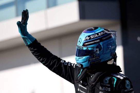 George Russell (GBR) Mercedes AMG Formula One Team celebrates his pole position in Sprint Qualifying parc ferme.
22.05.2026. Formula 1 World Championship, Rd 5, Canadian Grand Prix, Montreal, Canada, Sprint Qualifying Day.
- www.xpbimages.com, EMail: requests@xpbimages.com © Copyright: Charniaux / XPB Images