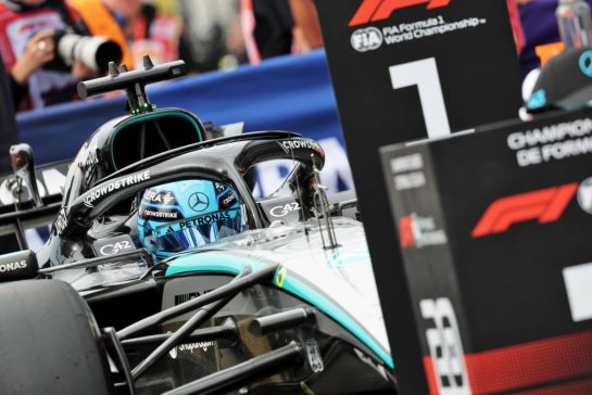 Pole sitter George Russell (GBR) Mercedes AMG Formula One Team W17 in qualifying parc ferme.
23.05.2026. Formula 1 World Championship, Rd 5, Canadian Grand Prix, Montreal, Canada, Sprint and Qualifying Day.
- www.xpbimages.com, EMail: requests@xpbimages.com © Copyright: Charniaux / XPB Images