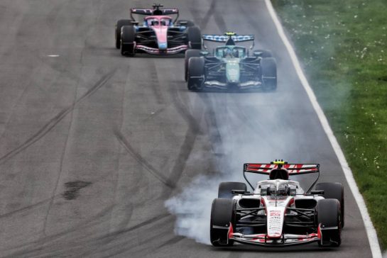 Oliver Bearman (GBR) Haas F1 Team VF-26 locks up under braking.
24.05.2026. Formula 1 World Championship, Rd 5, Canadian Grand Prix, Montreal, Canada, Race Day.
- www.xpbimages.com, EMail: requests@xpbimages.com © Copyright: Dunbar / XPB Images