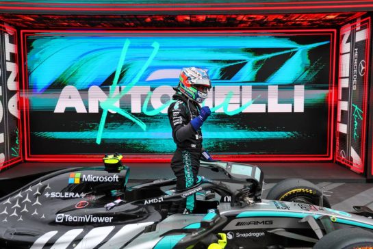 Race winner Andrea Kimi Antonelli (ITA) Mercedes AMG Formula One Team W17 celebrates in parc ferme.
24.05.2026. Formula 1 World Championship, Rd 5, Canadian Grand Prix, Montreal, Canada, Race Day.
- www.xpbimages.com, EMail: requests@xpbimages.com © Copyright: Dunbar / XPB Images